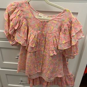 Loveshackfancy Amora top in melon punch XS